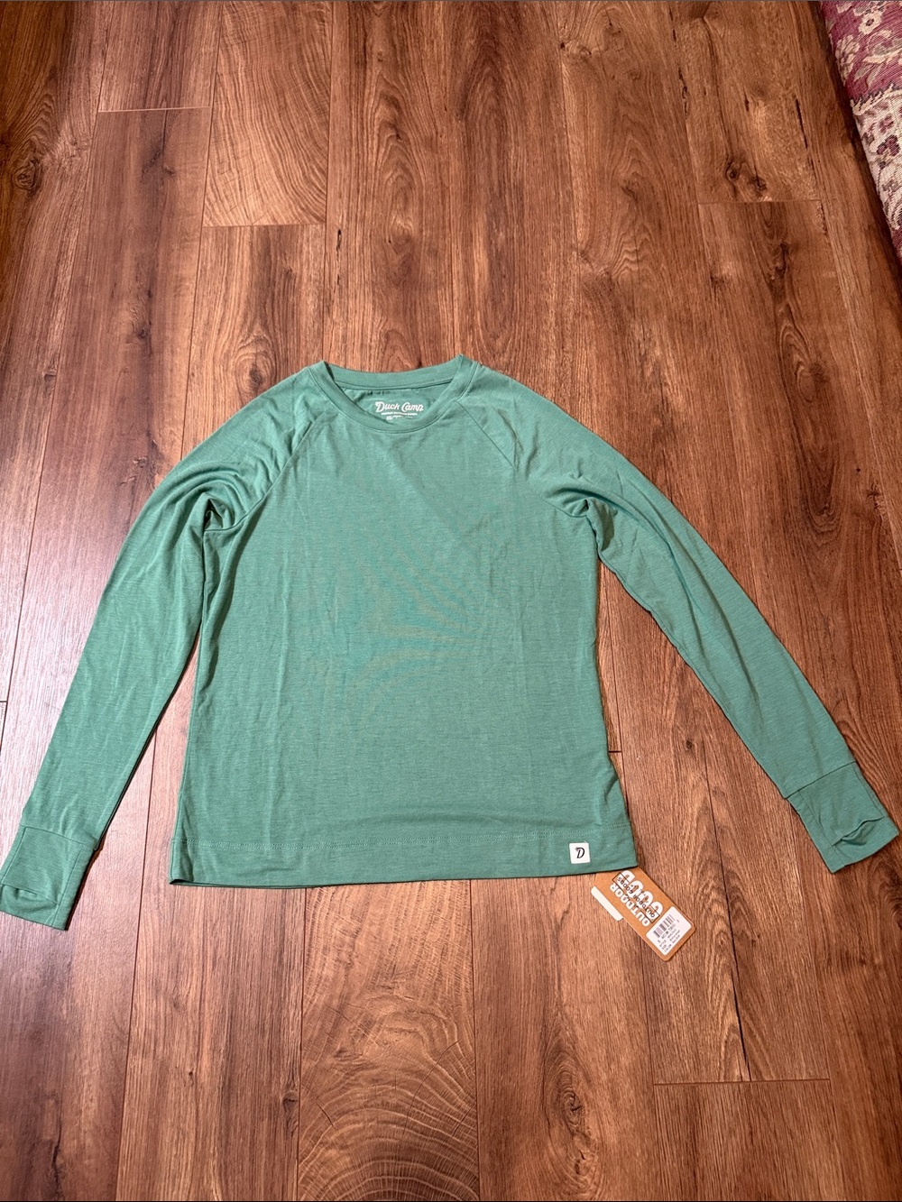 NWT Duck Camp Crewneck Bamboo Cotton Long-Sleeve Top in Sea Drift SZ XS